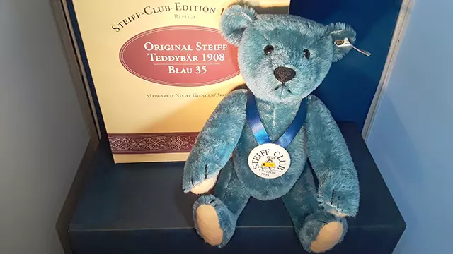 Steiff Teddy Bear Blue Replica 1908 - Available at The Hunt Valley Show.